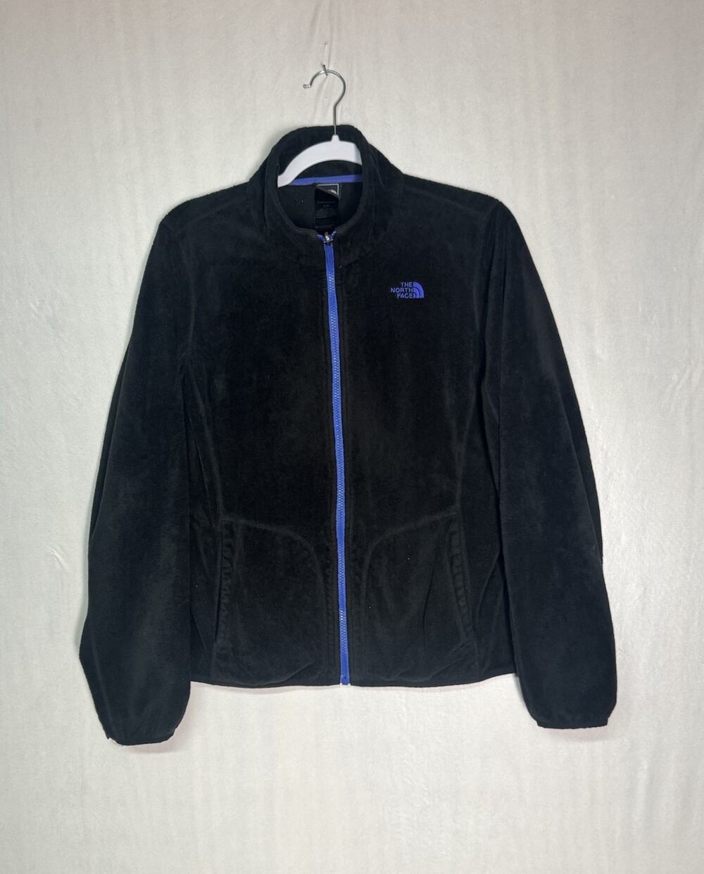 The North Face Womens Fleece Jacket Black Blue Full Zip Outdoorsy Essential Sz L